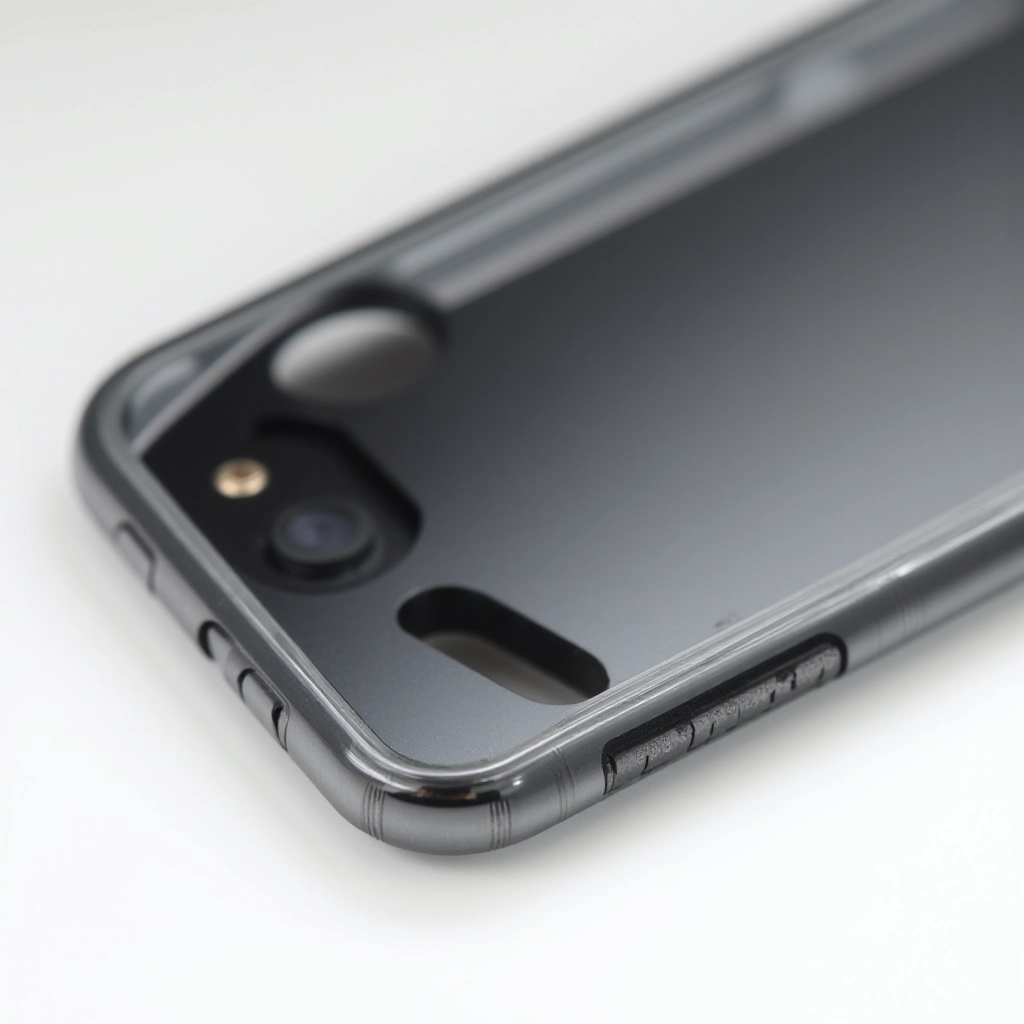 Close-up detail of aluminum bumper frame showing anodized black finish, threading for modular accessories, and precision machined edges with sharp focus